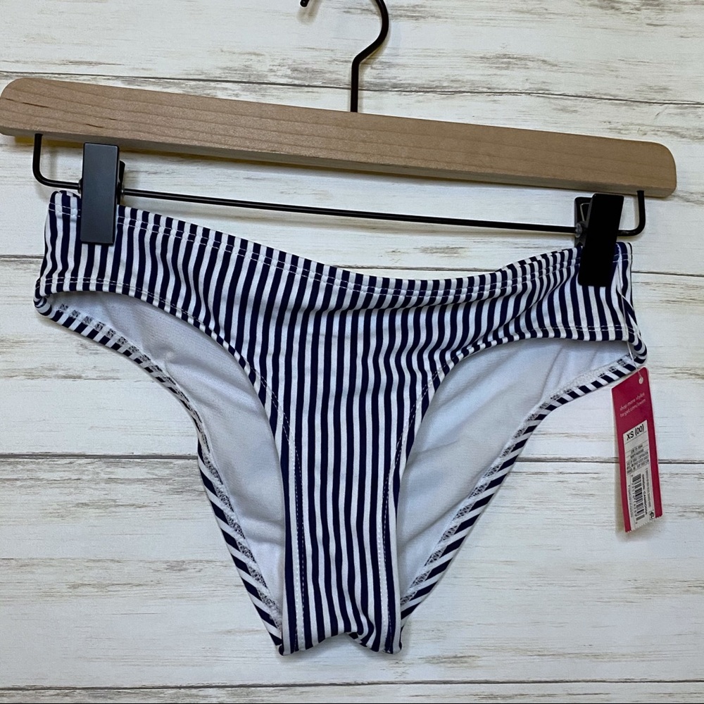Xhilaration Blue Striped Cheeky Swim Bikini Bottom - Juniors XS